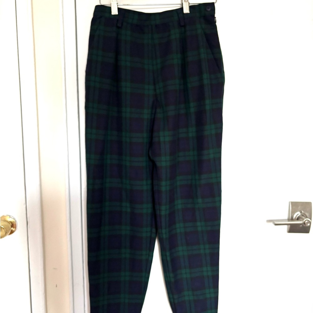 Van Heusen Vintage Green and Navy Plaid Pants